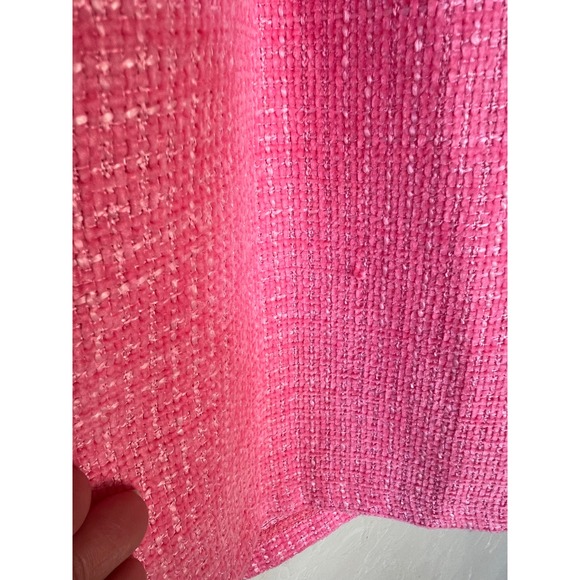 Francesca's Pink Tweed Rhinestone Trim Mini Dress Crystal Button Barbiecore M - Picture 10 of 10
